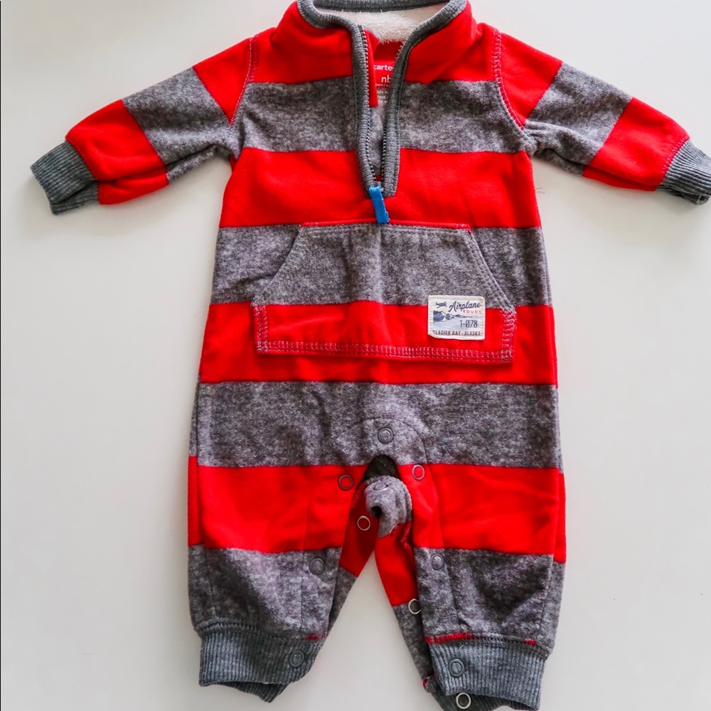 Carter’s Stripe Fleece One-Piece Outfit (NB)